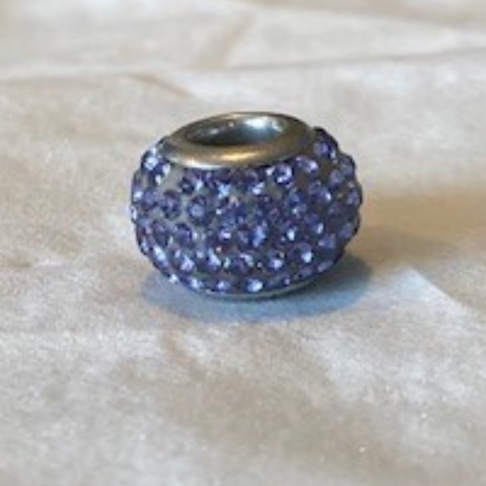 Pandora like sparkly purple CZ charm